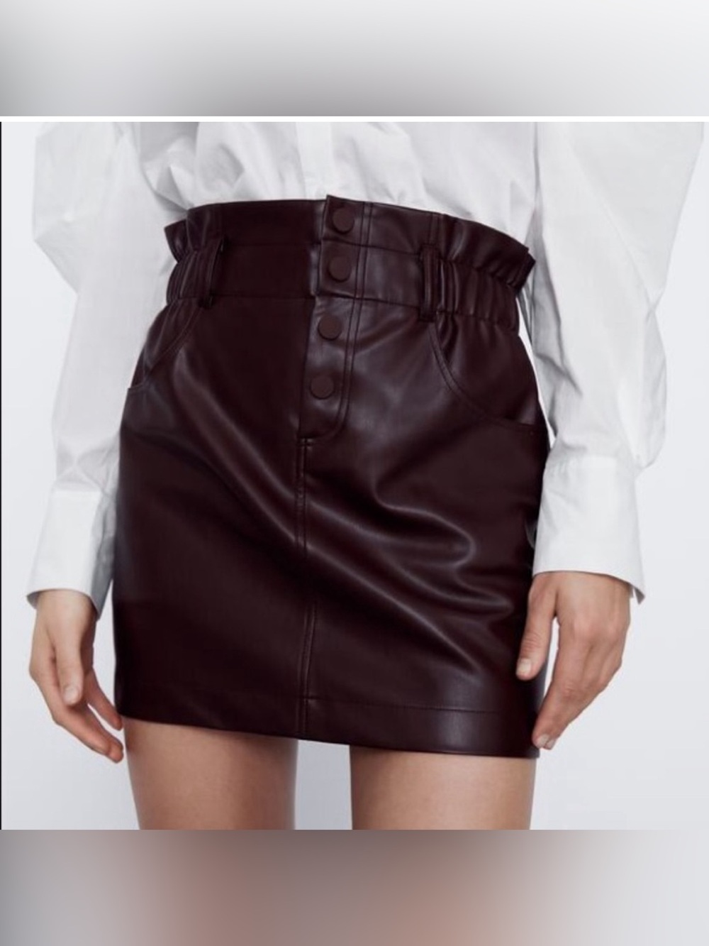 NWT Zara Faux Leather Mini Skirt in Deep Burgundy Small